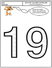 okul öncesi 19 sayısı çizgi çalışması